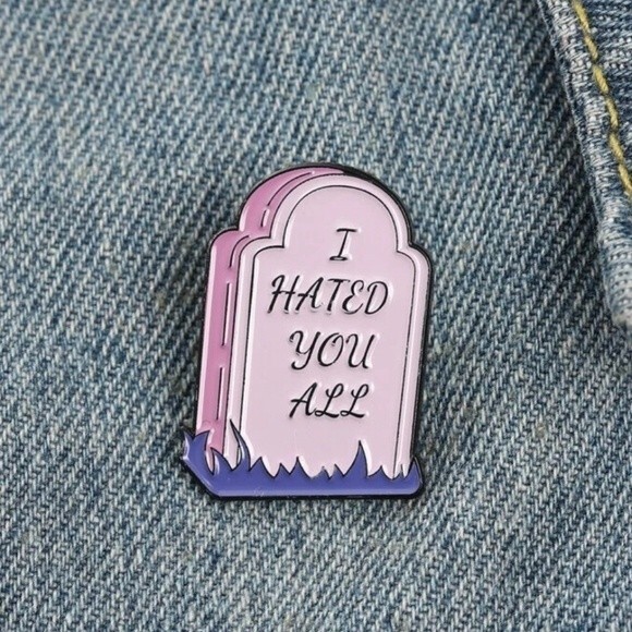 NOVELTY MISERY  TOMBSTONE PIN - Picture 1 of 2